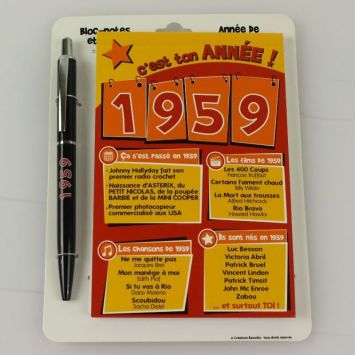 Bloc-notes et Stylo Année de naissance 1959