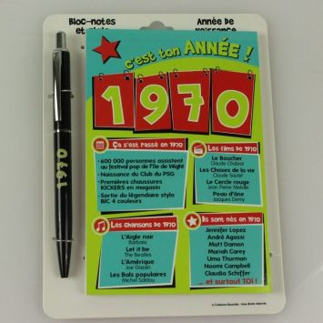 Bloc-notes et Stylo Année de naissance 1970