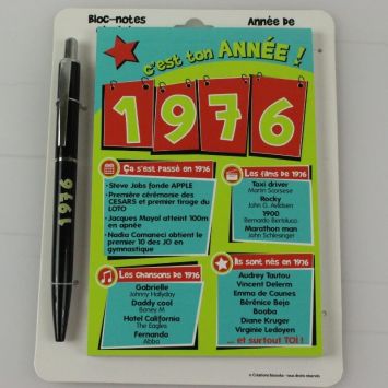 Bloc-notes et Stylo Année de naissance 1976