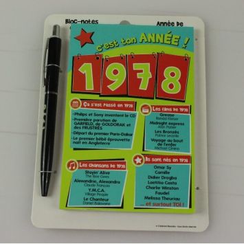 Bloc-notes et Stylo Année de naissance 1978