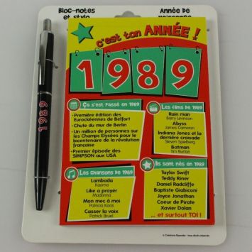 Bloc-notes et Stylo Année de naissance 1989
