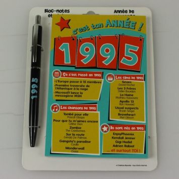 Bloc-notes et Stylo Année de naissance 1995