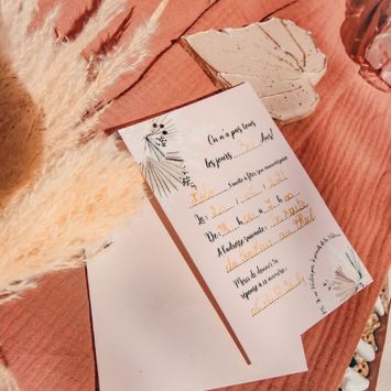 8 invitations avec enveloppes - Collection Boho Blush et Or