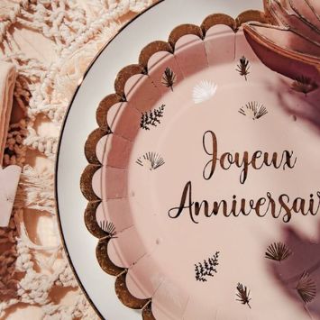 8 Assiettes en carton - Collection Boho Blush et Or