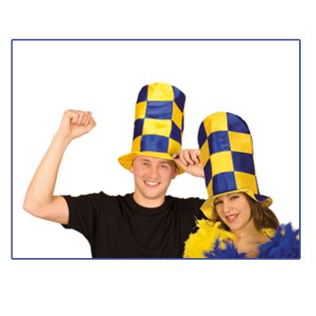 Chapeau Haut de Forme à damier Jaune et Bleu