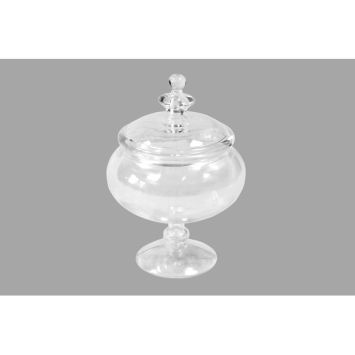 Bonbonnière transparente en verre sur pied