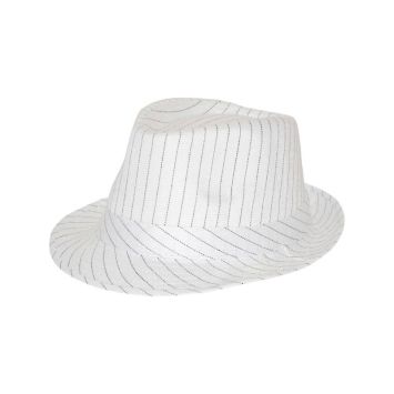 Chapeau Borsalino Blanc Rayures Noires - Taille Unique