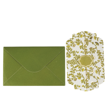 Des invitations Botanica Verde avec enveloppe pistache crème & or | jourdefete.com
