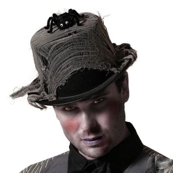 Chapeau noir avec araignée d'Halloween pour adulte
