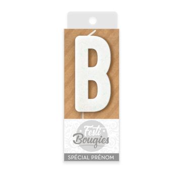 Bougie blanche en forme de lettre - Lettre au choix
