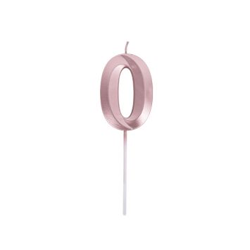 Bougie graphique en forme de chiffre sur pic - Rose Gold - 7 cm - Chiffre au choix
