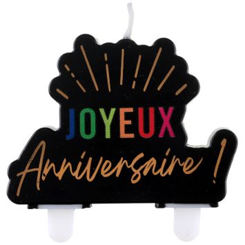 Bougie "Joyeux Anniversaire" - Collection Festicolor - Couleur au choix