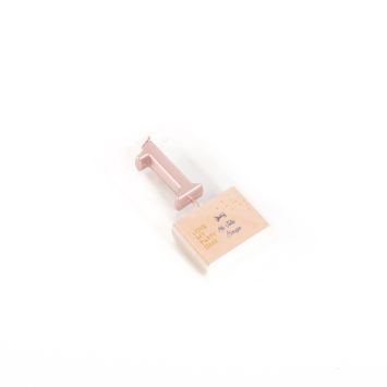 Bougie métallisée en forme de chiffre sur pic - Rose Gold - 4,3 cm - Chiffre au choix