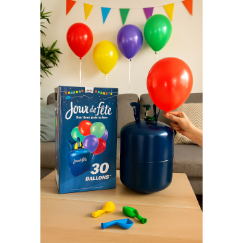 Bouteille d'hélium pour gonflage de 30 ballons - Jour de Fête - 0,25 m³