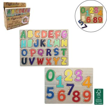 Puzzle en bois éducatif avec alphabet et chiffres colorés | jourdefete.com