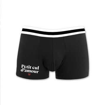 Boxer noir pour homme - Saint-Valentin - Collection Chéri Chérie - Taille au choix