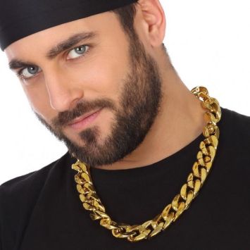 Collier chaîne dorée XXL, accessoire de déguisement | jourdefete.com