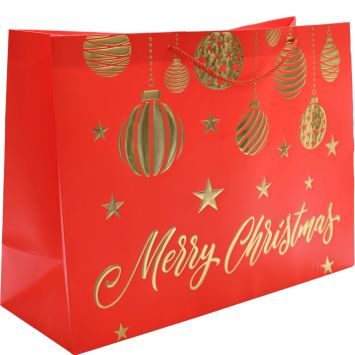 Sac cabas de Noël en papier - Merry Christmas - Couleur au choix