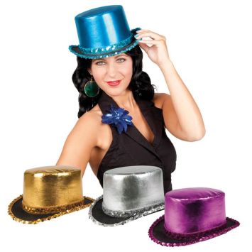 Chapeau haut-de-forme satiné - Couleur Aléatoire | jourdefete.com