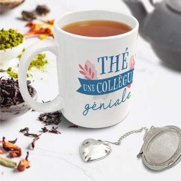 Coffret Cadeau Mug et Boule à thé - Thé une collègue géniale