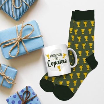 Coffret Cadeau Mug et Chaussettes - Champion des copains