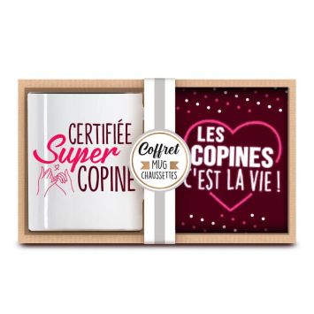 coffret cadeau mug et chaussette copines | jourdefete.com