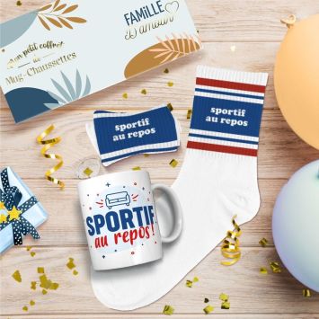 Coffret Mug et Chaussettes "Sportif au repos" pour homme - Collection Famille d'Amour