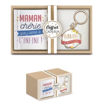 coffret cadeau mug et porte clés Maman d'amour