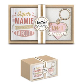 coffret cadeau mug et porte-clés Mamie