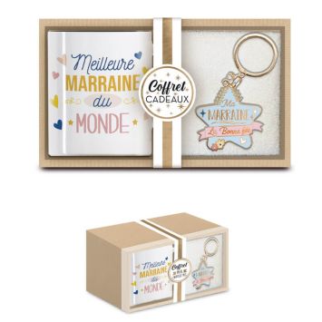 coffret mug et porte clés Marraine