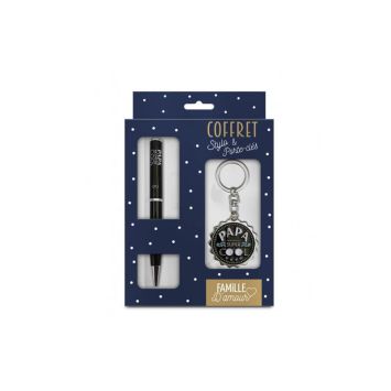 COFFRET STYLO + PORTE CLE "PAPA SUPER COOL"
