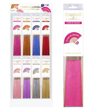 Assortiment de 8 éventails colorés et pailletés avec messages humoristiques pour faire la fête | jourdefete.com