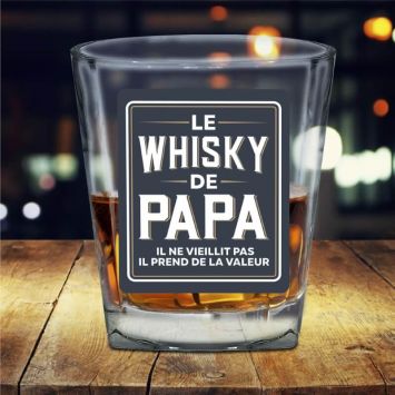 Verre à Whisky affectif - Le Whisky de Papa - Collection Famille d'Amour