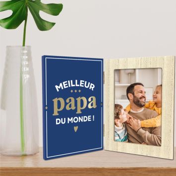 Double cadre photo "Meilleur Papa du monde" - Collection Super Papa