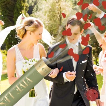 Canon à confettis en forme de cœurs rouges - Collection Vive les Mariés