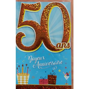 Carte d'Anniversaire Découp'âge Femme avec enveloppe - 50 ans