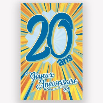 Carte d'Anniversaire Découp'âge Homme avec enveloppe - 20 ans
