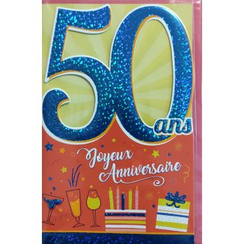Carte d'Anniversaire Découp'âge Homme avec enveloppe - 50 ans