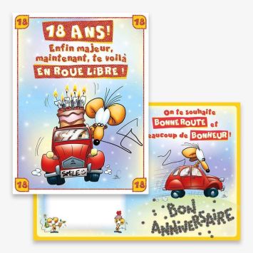 Carte d'Anniversaire Géante avec Enveloppe - 18 ans | jourdefete.com