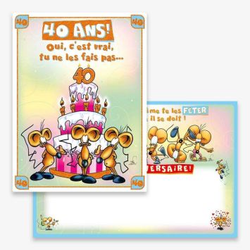 Carte d'Anniversaire Géante avec Enveloppe - 40 ans | jourdefete.com