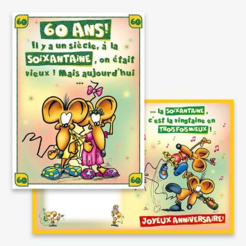 Carte d'Anniversaire Géante avec Enveloppe - 60 ans| jourdefete.com