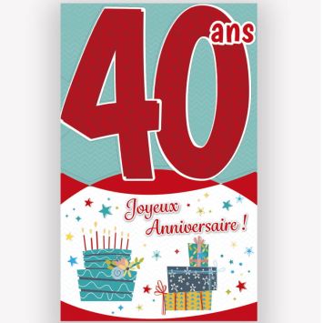 Carte d'anniversaire découp'âge 40 ans rouge