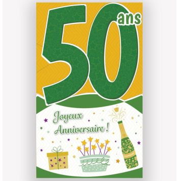 Carte d'anniversaire découp'âge 50 ans vert