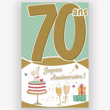 Carte d'anniversaire découp'âge 70 ans or