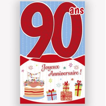 Carte d'anniversaire découp'âge 90 ans rouge