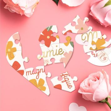 Carte Puzzle à message en forme de cœur avec enveloppe - Collection Mamie Chérie
