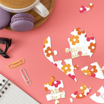Carte Puzzle à message en forme de cœur avec enveloppe - Collection Maman d'Amour