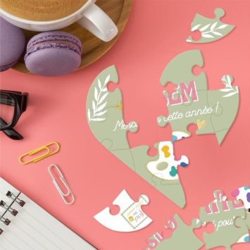 Carte Puzzle à message en forme de cœur - ATSEM - Collection Merci pour cette année