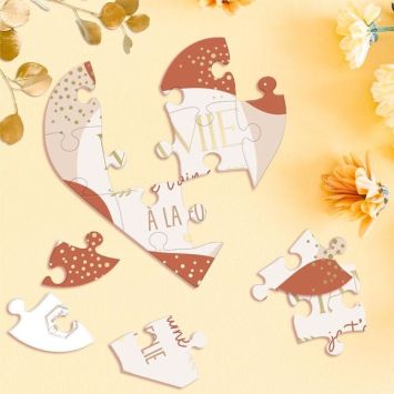 Carte Puzzle à message en forme de cœur - Mamie - Collection Mamie d'Amour