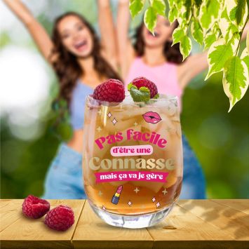 Verre rond humoristique - Collection Girls Club - Modèle au choix